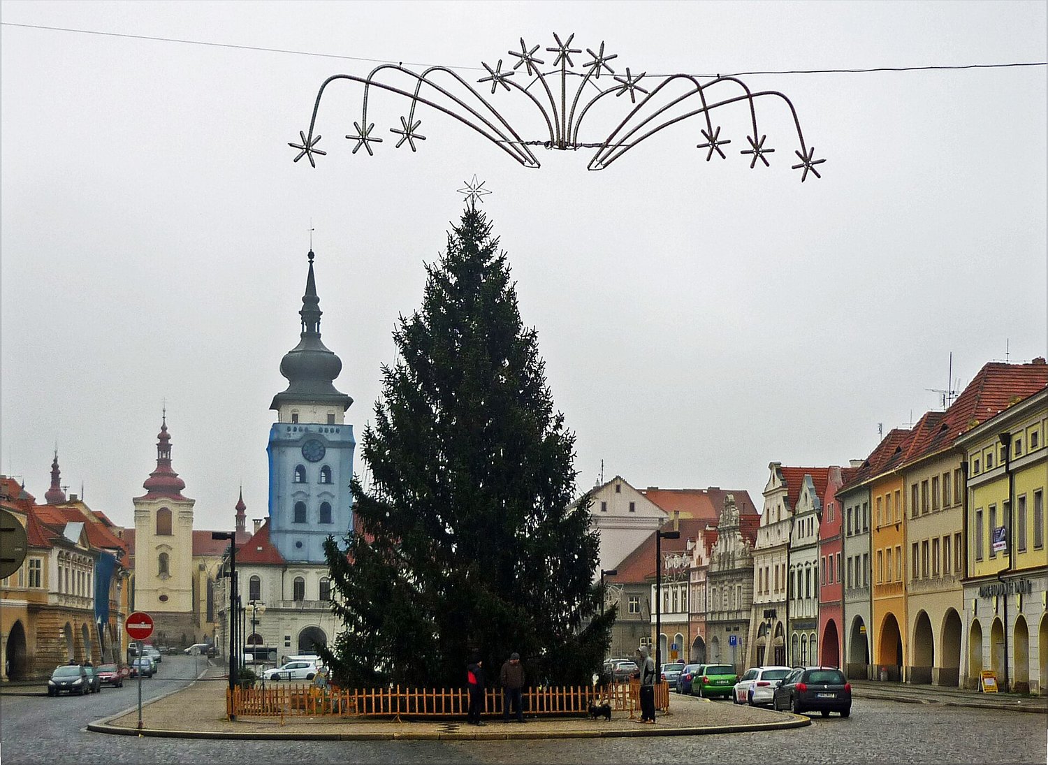 Náměstí v Žatci o adventu, snímek z prosince 2015