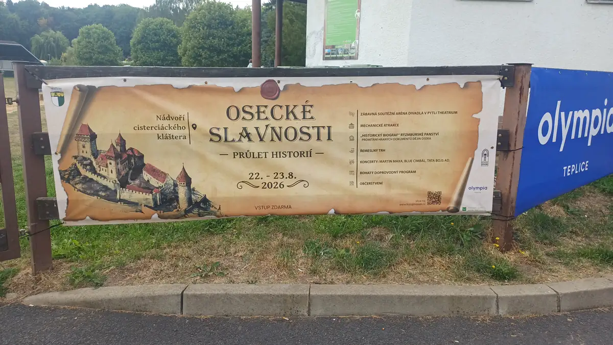 Banner Oseckých slavností v Oseku s termínem konání